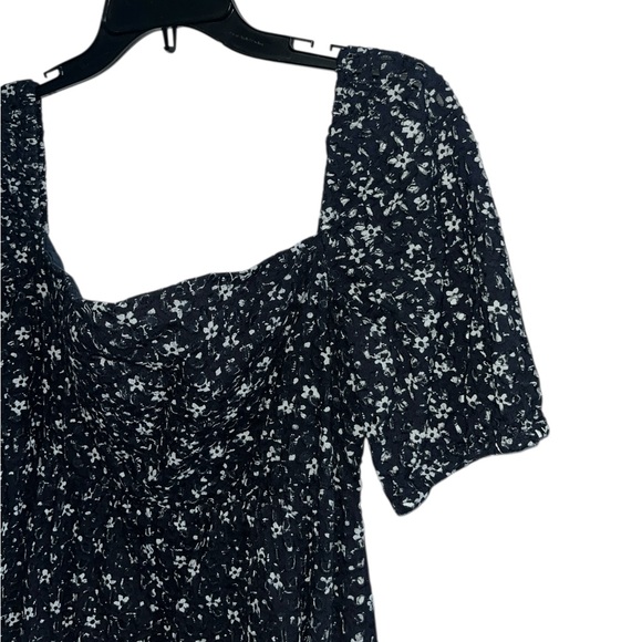 Anthropologie Maeve Lillianne Navy Blue Floral Eyelet Mini Dress size L - Picture 2 of 8